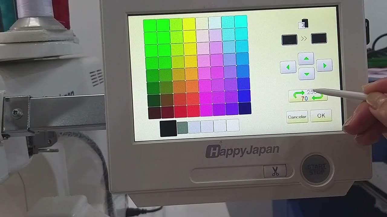 Como cambiar los colores a un bordado en la bordadora Happy Japan